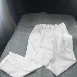 Linea Uomo Pants Mens 40X32 White Seersucker Cotton Blend Casual Beach Tropical